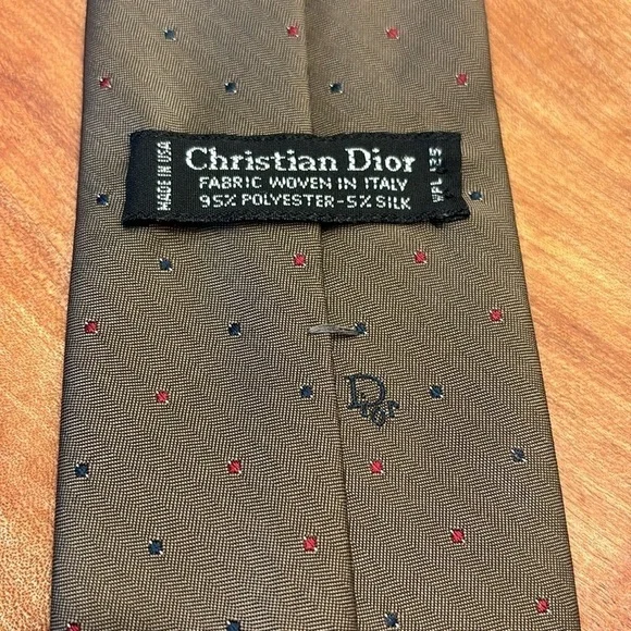 Christian Dior Silk Blend Necktie Woven in Italy Men’s Brown - Picture 2 of 5
